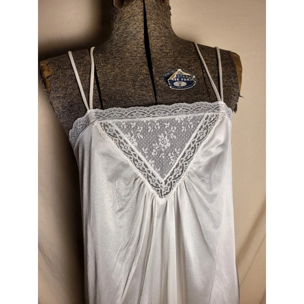 Vintage 60s‎ 70s Peignoir Nightgown Set Bed Coat White Bridal Slip M Gilead
