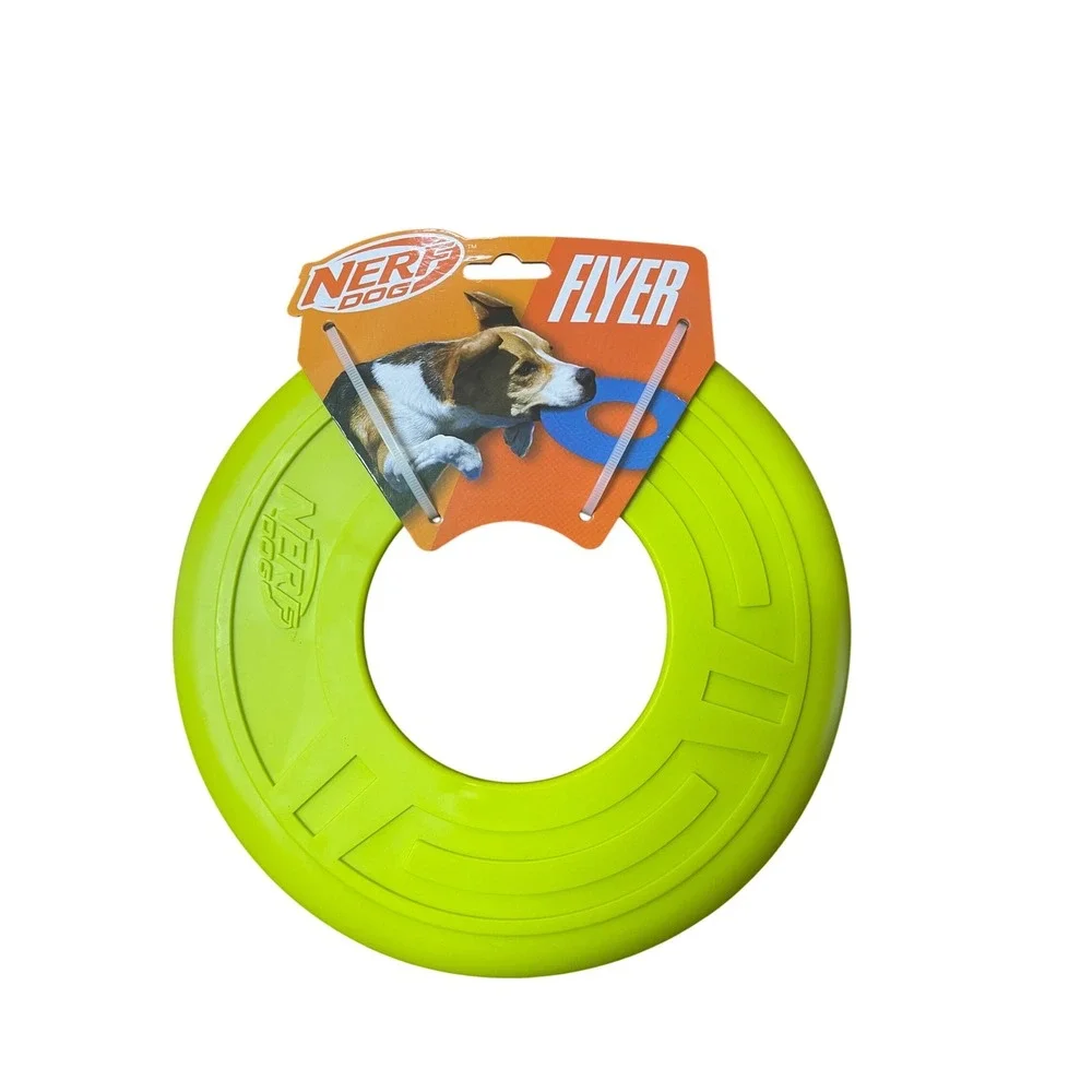 Nerf Dog Flyer Rubber‎ Flying Disc Dog Toy Neon Green 1551 GP 1111-2096 NEW