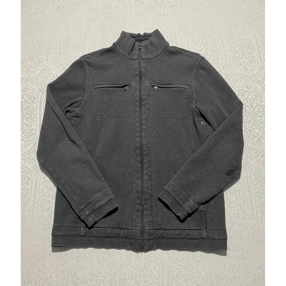 Calvin Klein Charcoal Gray Full Zip Mock‎ Neck Cotton Jacket Mens Size S