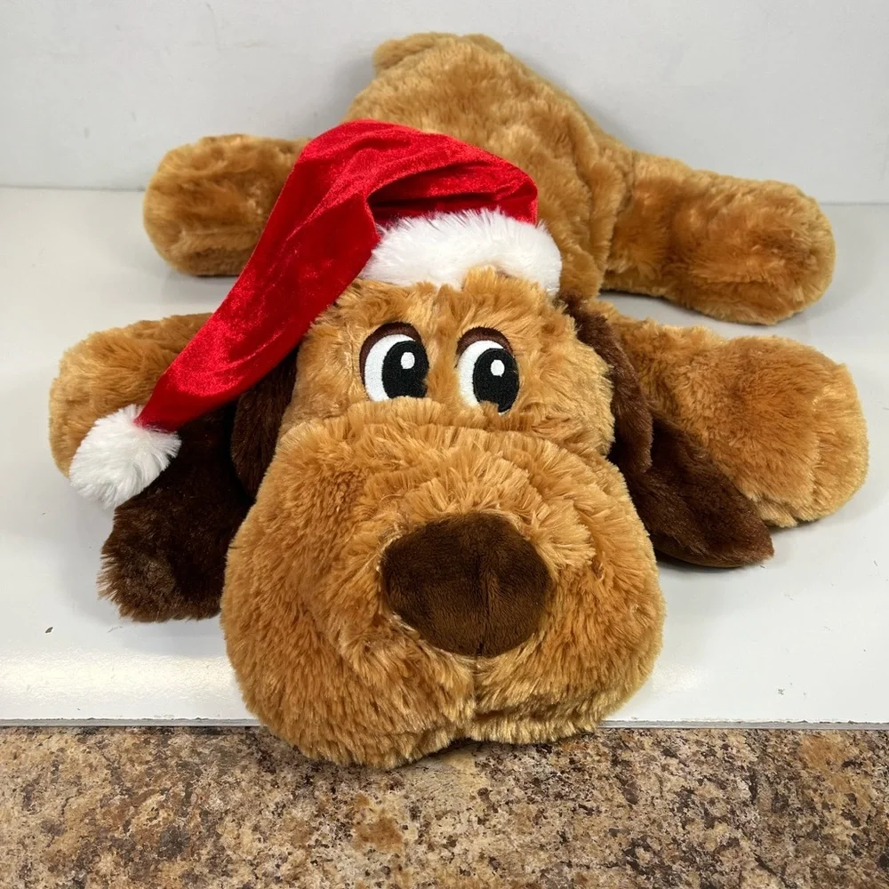 Dan Dee 26” Brown Floppy Puppy Dog‎ Santa Hat Soft Plush Stuffed Toy Christmas