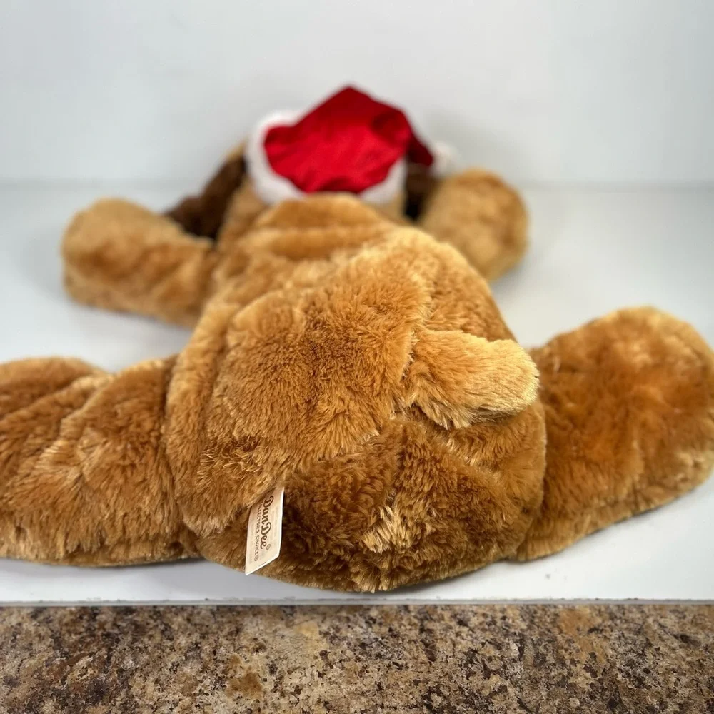 Dan Dee 26” Brown Floppy Puppy Dog‎ Santa Hat Soft Plush Stuffed Toy Christmas