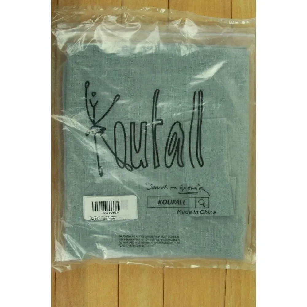 Kaufall Linen Blend French Door Curtain Sea Green Semi Sheer 25
