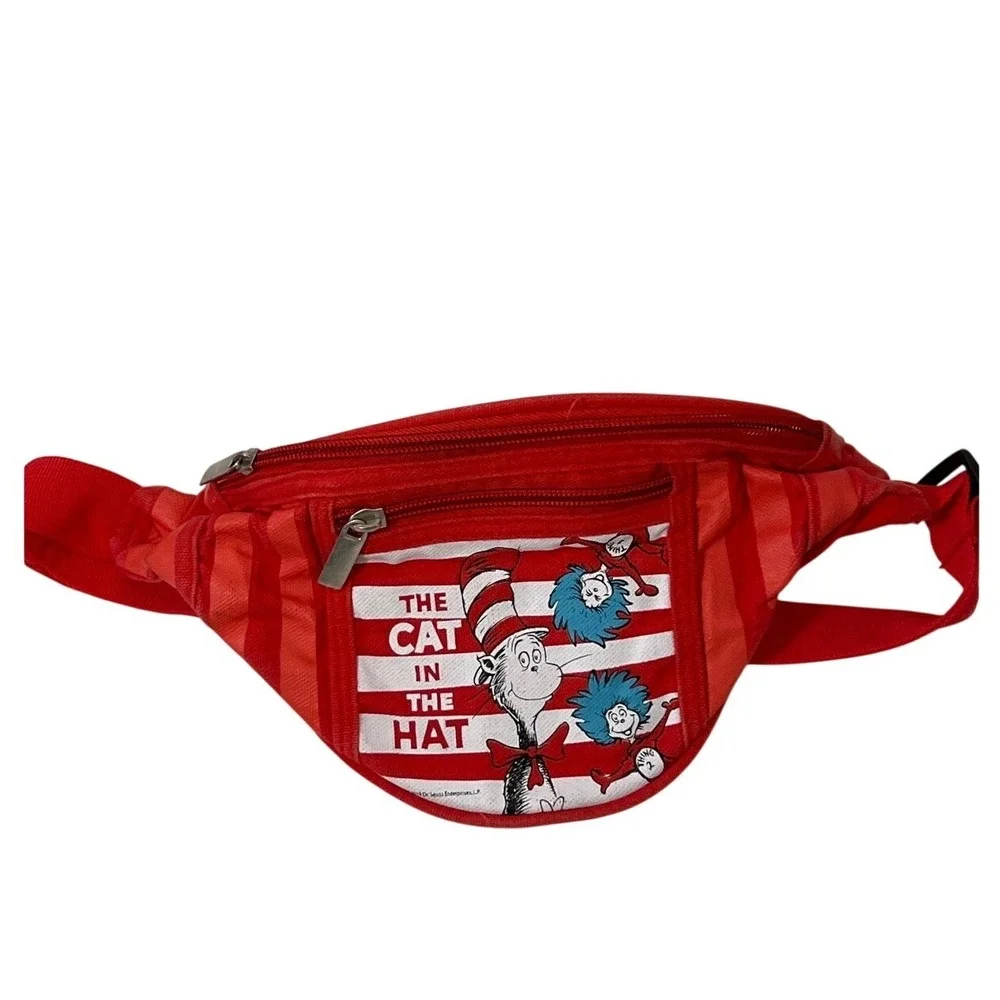 Dr. Seuss Red White Cat In The Hat Fanny Pack Purse‎ Character Multi Pocket