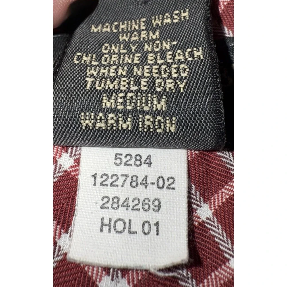 Banana Republic Shirt Mens Size Large Burgundy Check Plaid Button Up Relaxed Fit
