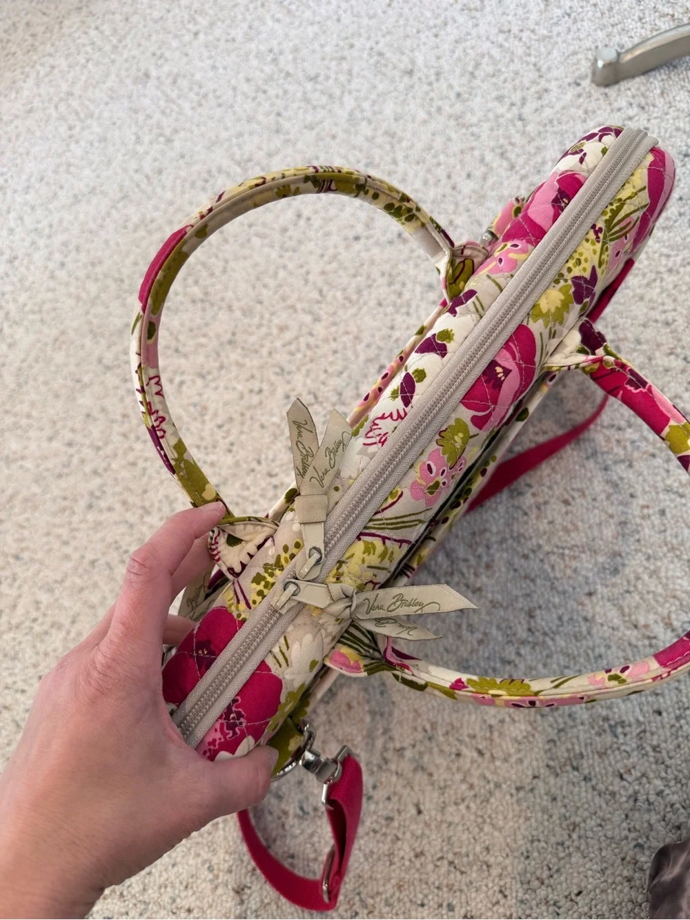 Vera Bradley English Rose Quilted Laptop Messenger Bag in Make Me Blush