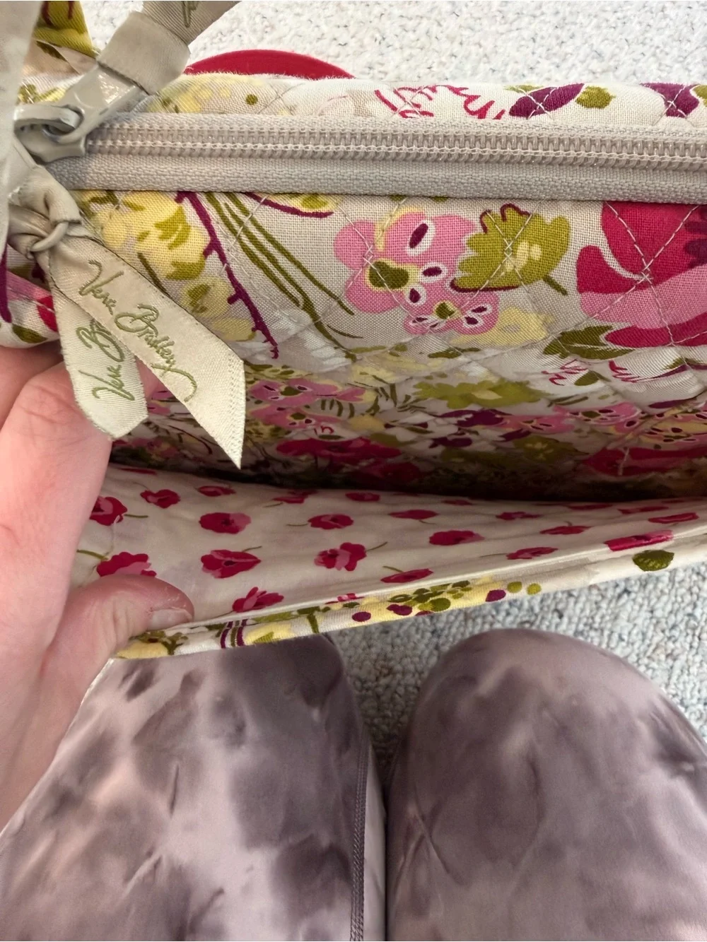 Vera Bradley English Rose Quilted Laptop Messenger Bag in Make Me Blush