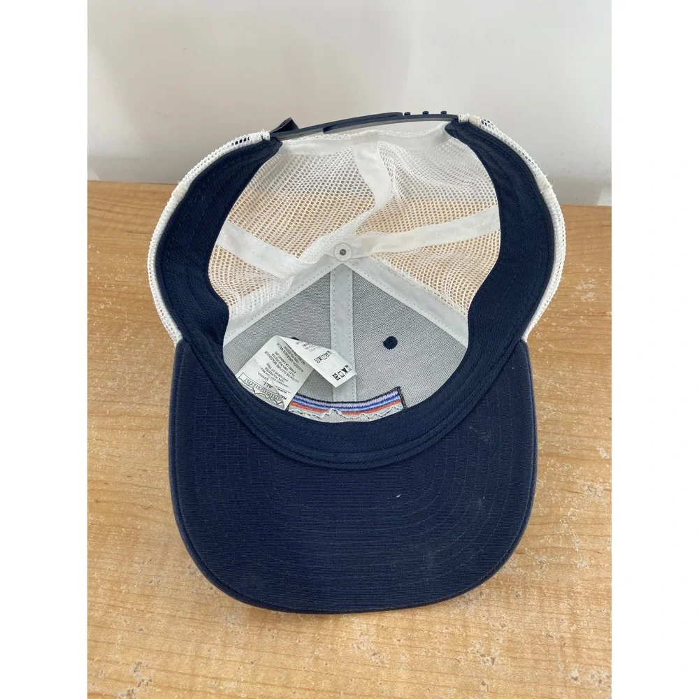 Patagonia P-6 Logo Trucker Hat Navy Blue White Mesh Snapback Cap Adjustable