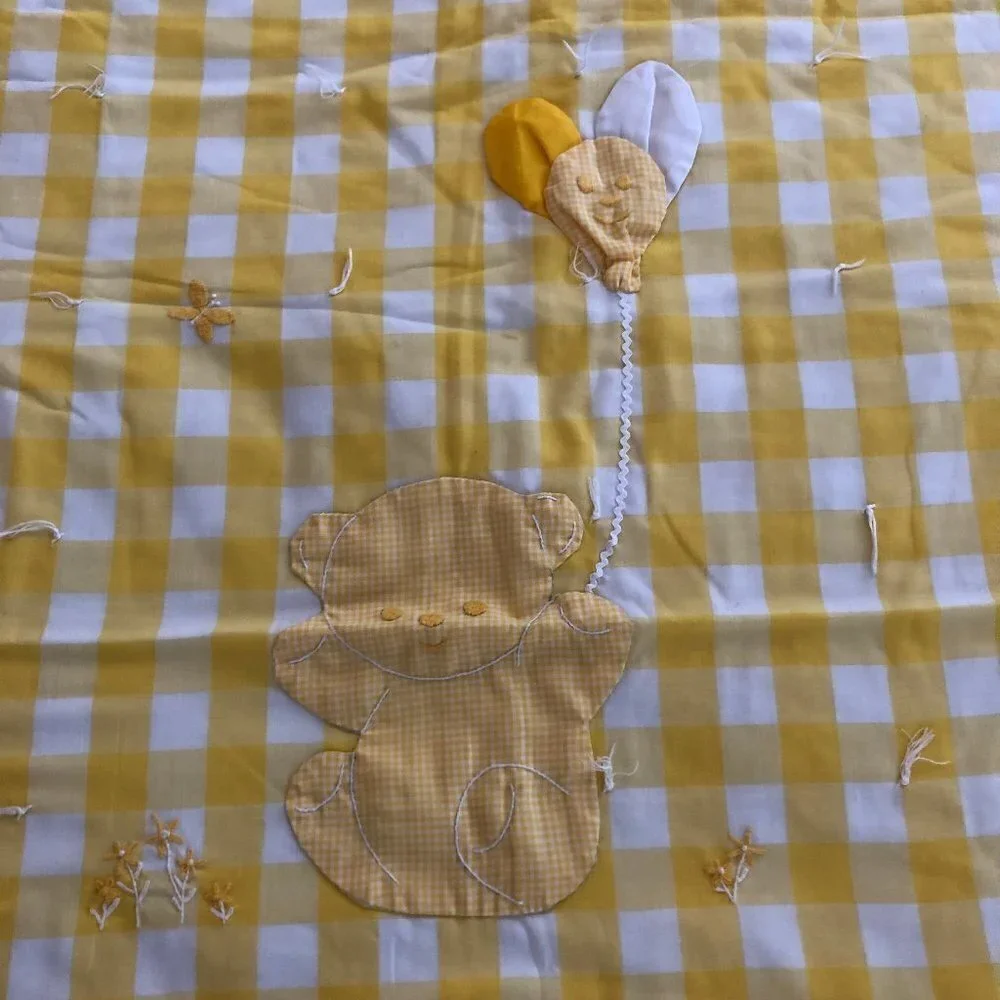 🛒 $15 Vintage Yellow Check Baby Blanket 51