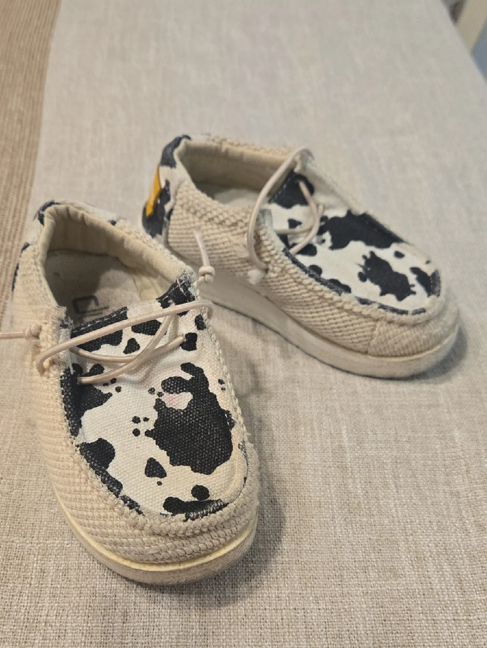 Toddler Canvas Slip-On Hey Dude in Cow Print