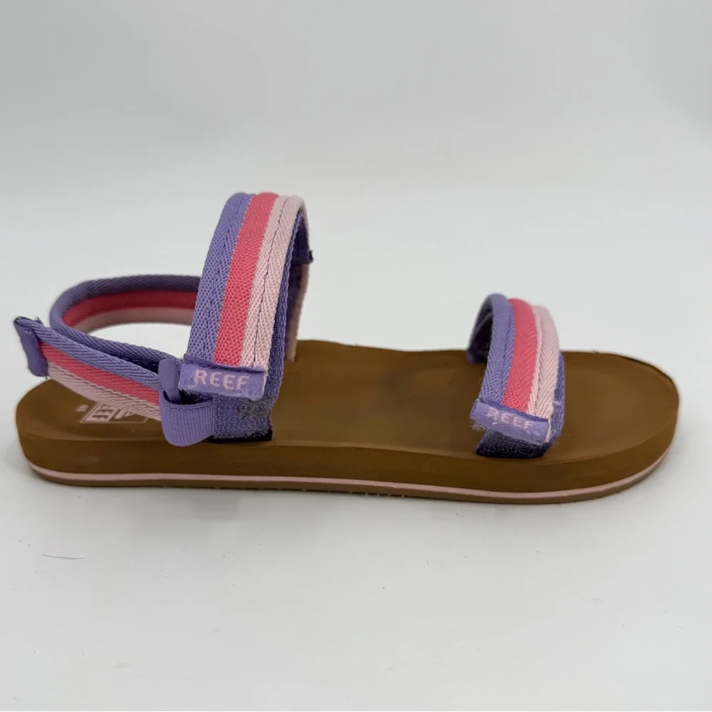 REEF Sandals Youth Girls 4/5 Little Ahi Convertible Pink Purple Stripes READ