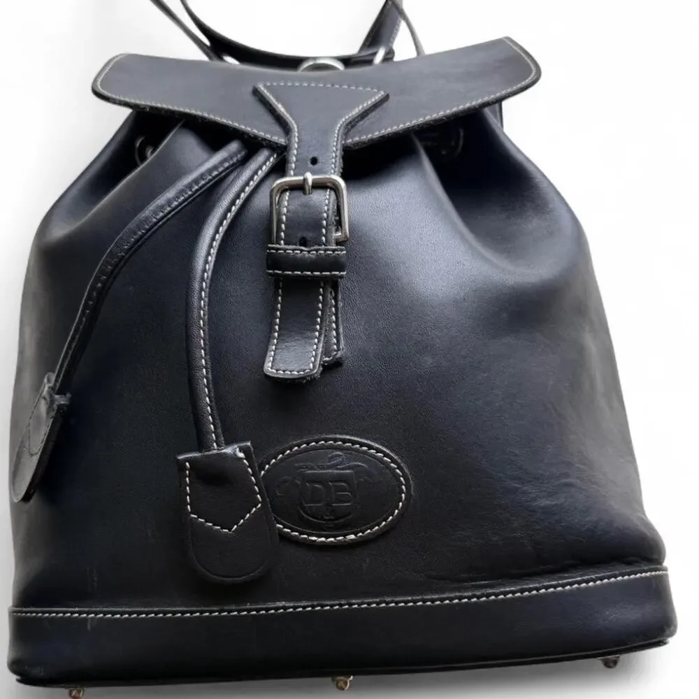 Vintage Black Leather Dooney & Bourke Backpack