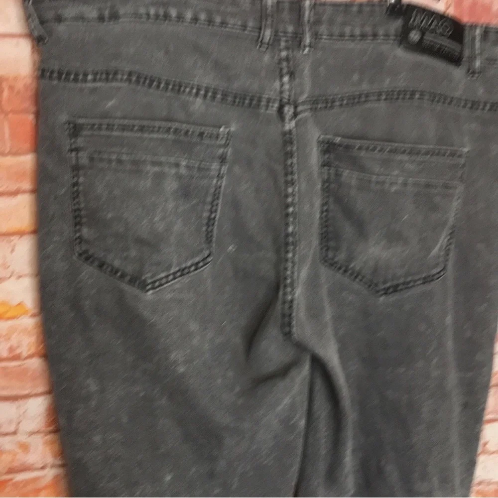 MAO Denim Factory Vintage Distressed Gray High Rise Moto Biker Jeans