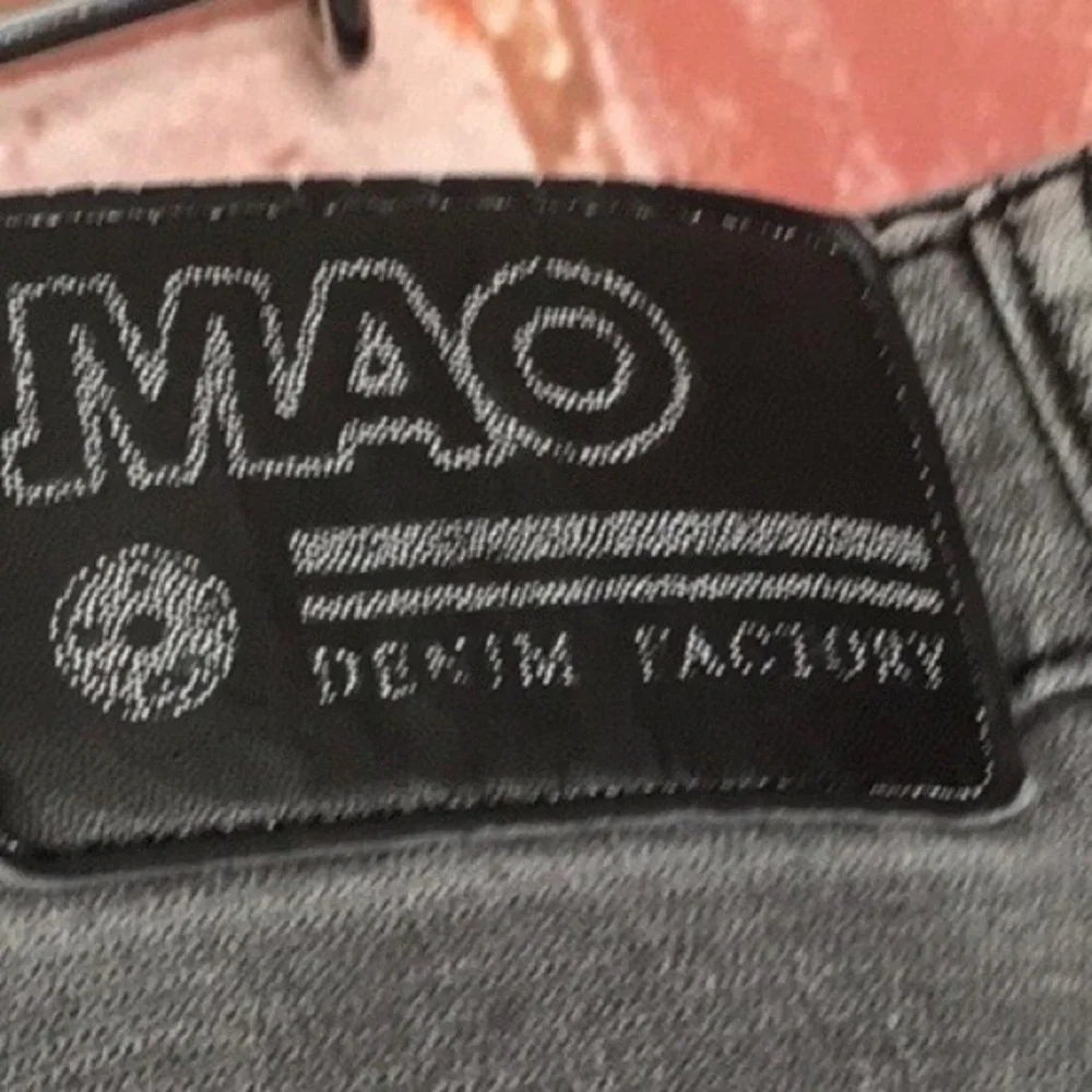MAO Denim Factory Vintage Distressed Gray High Rise Moto Biker Jeans