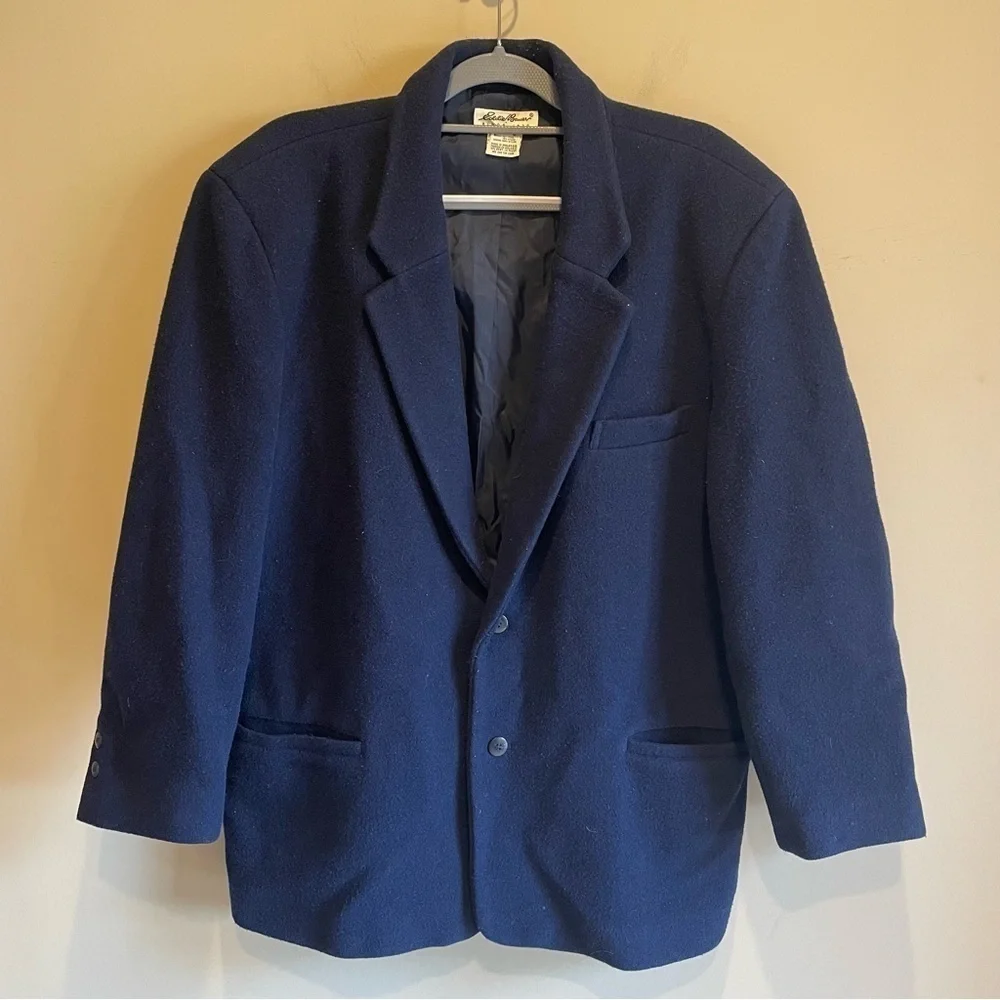 VINTAGE Eddie Bauer Jacket Large Wool Coat Blazer 90s Thick Heavy