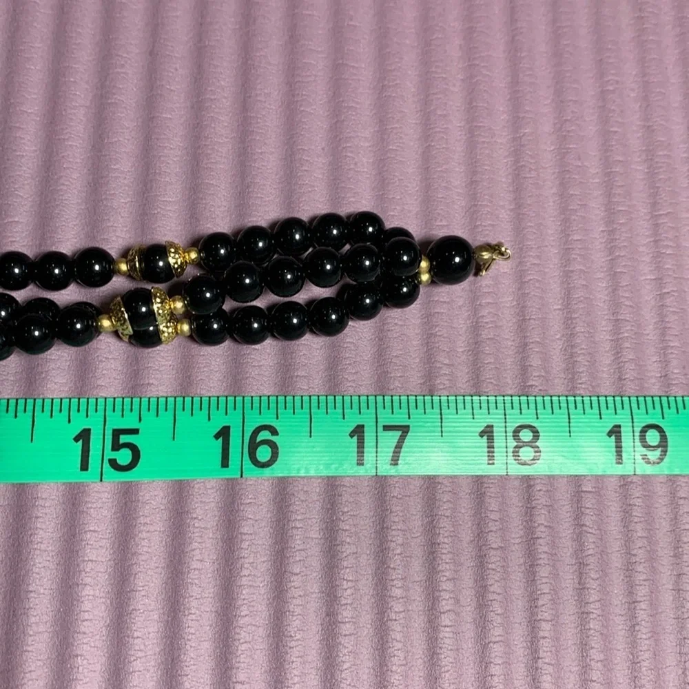 {Vintage} Black & Gold Beaded Necklace