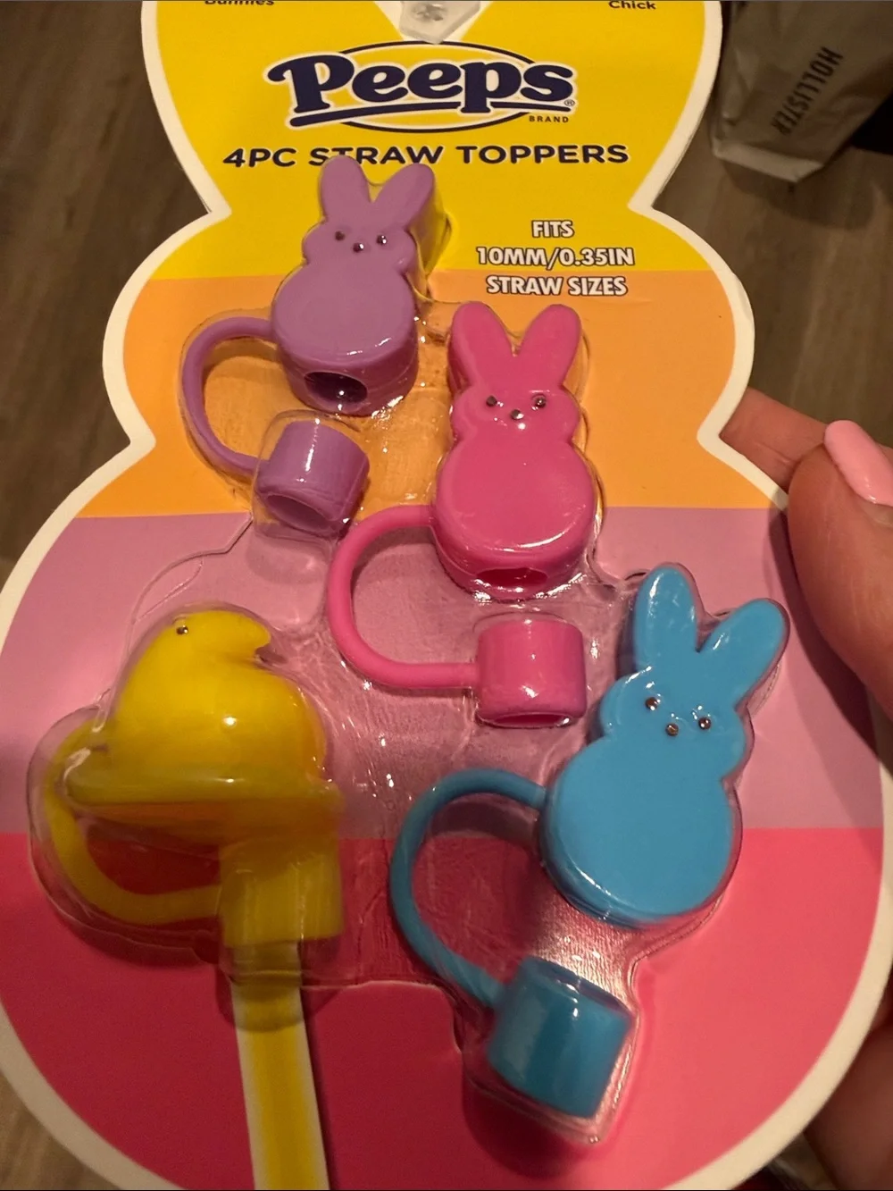 Peeps Kids 4pc Straw Toppers - Purple, Pink, Blue, Yellow