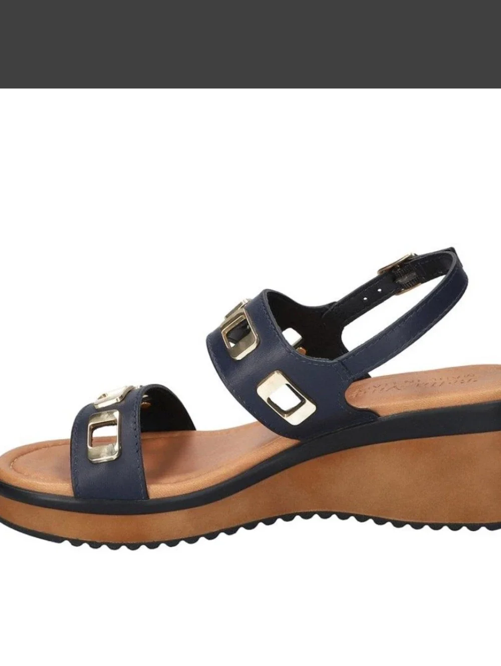 BELLA VITA -NEW IN BOX- WEDGE SANDALS NAVY BLUE 6.5 ITALIAN LEATHER