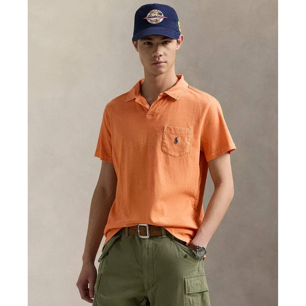 POLO RALPH LAUREN S/S 3XLT LINEN BLEND POLO SHIRT~ORANGE~NWT