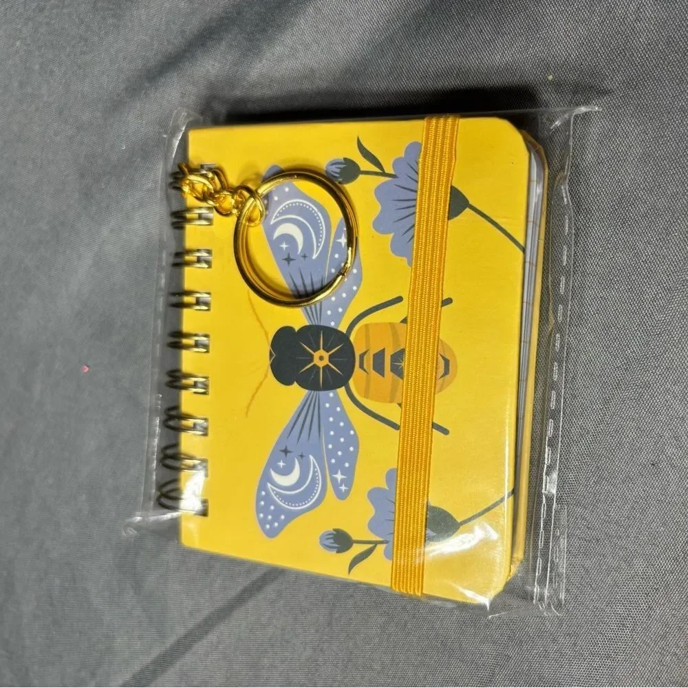 New Yellow Bee Spiral Pocket Notebook with Keyring