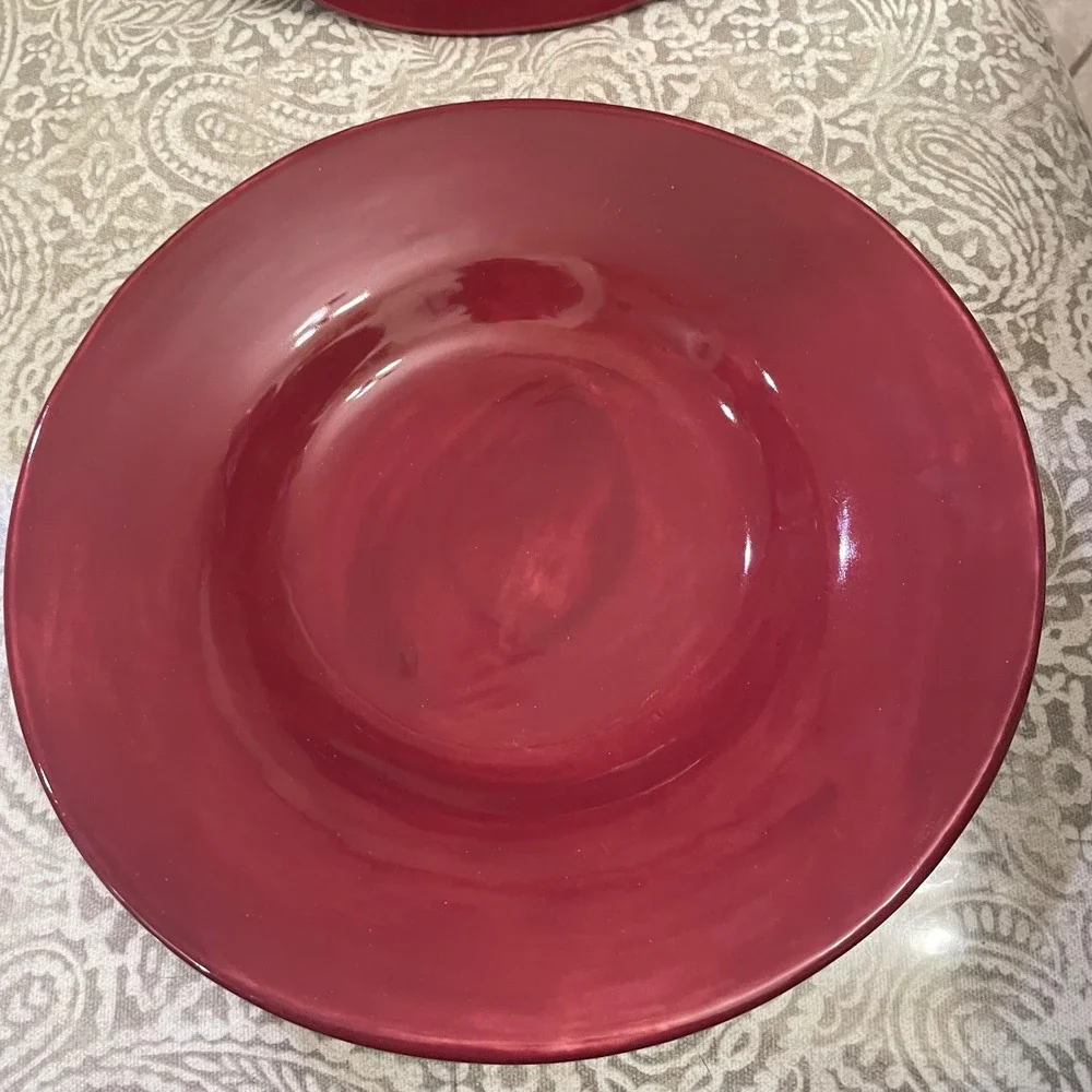 Pottery Barn Sausalito Red plates Set of 2 Stoneware 10