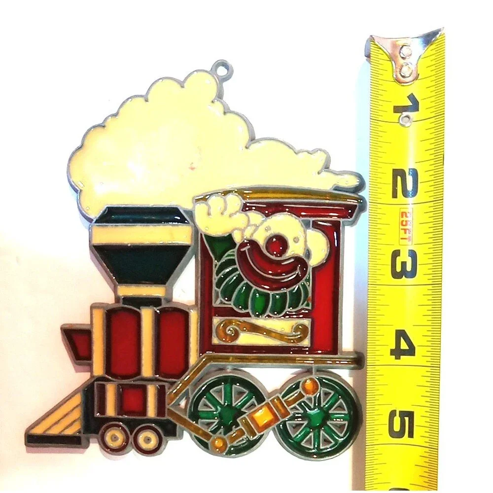 Vintage Suncatcher Train Engine with Clown Conductor 4.5