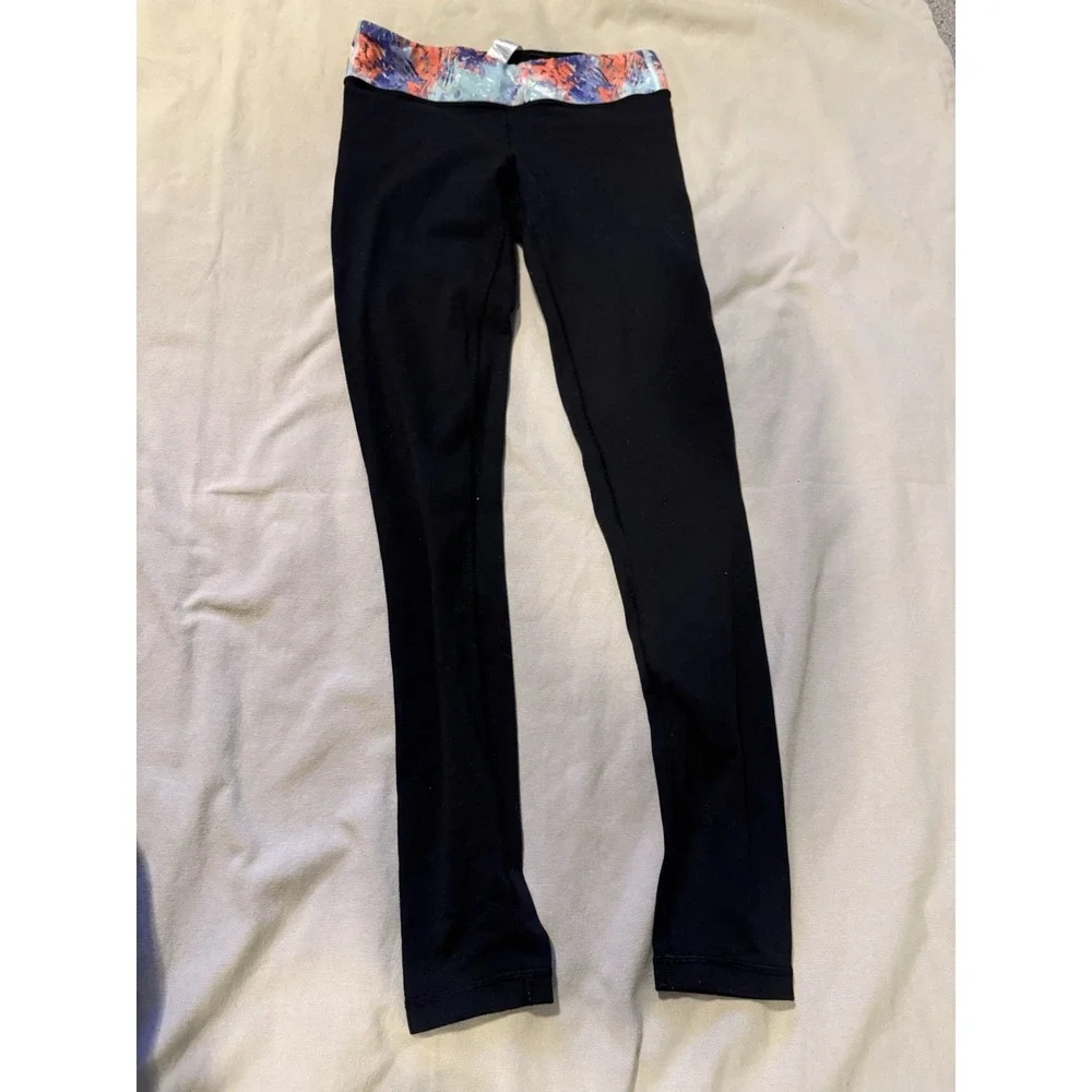 Ivivva Lululemon Girls Black Leggings Sz 12 Gym Athletic Running Walking