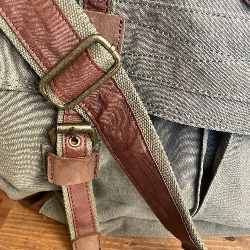 serbags Canvas Messenger Green and Brown Substantial Bag
