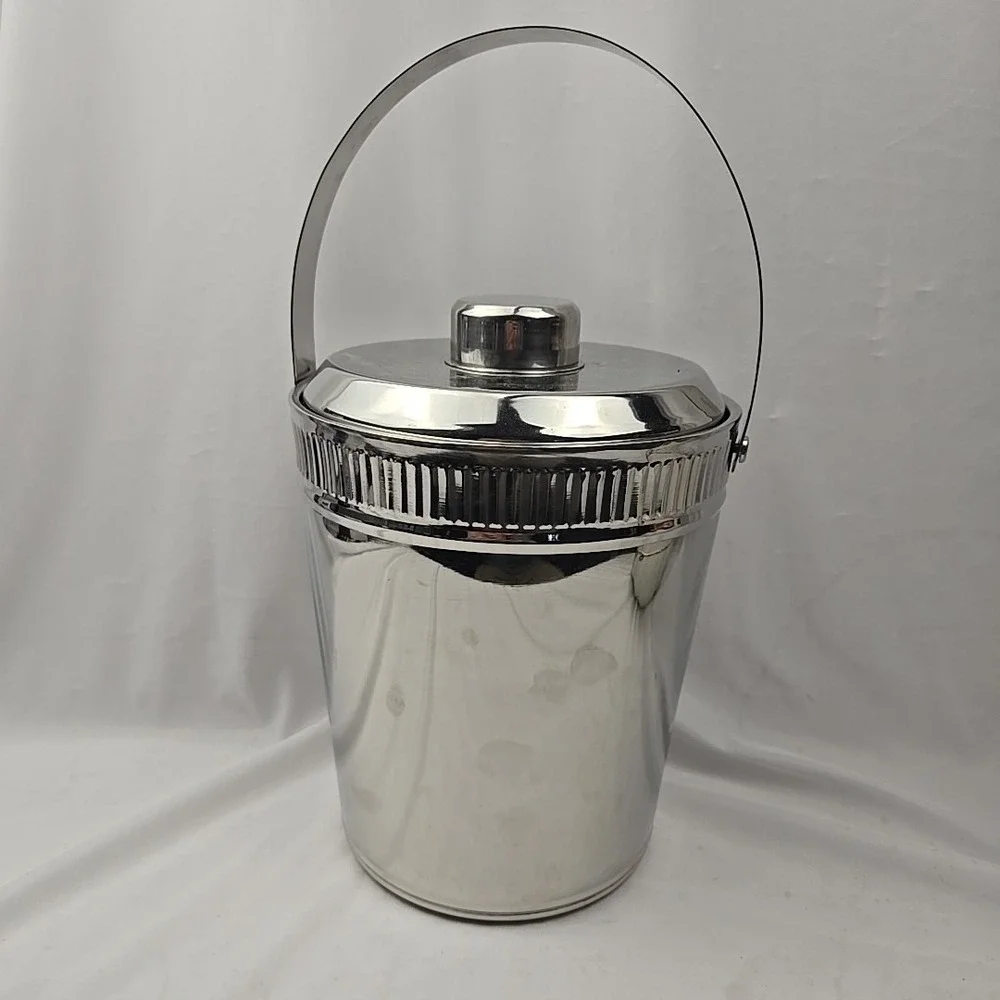 Urban Spoon Stainless Steel Insulated Ice Bucket with Lid and Handle - Modern...