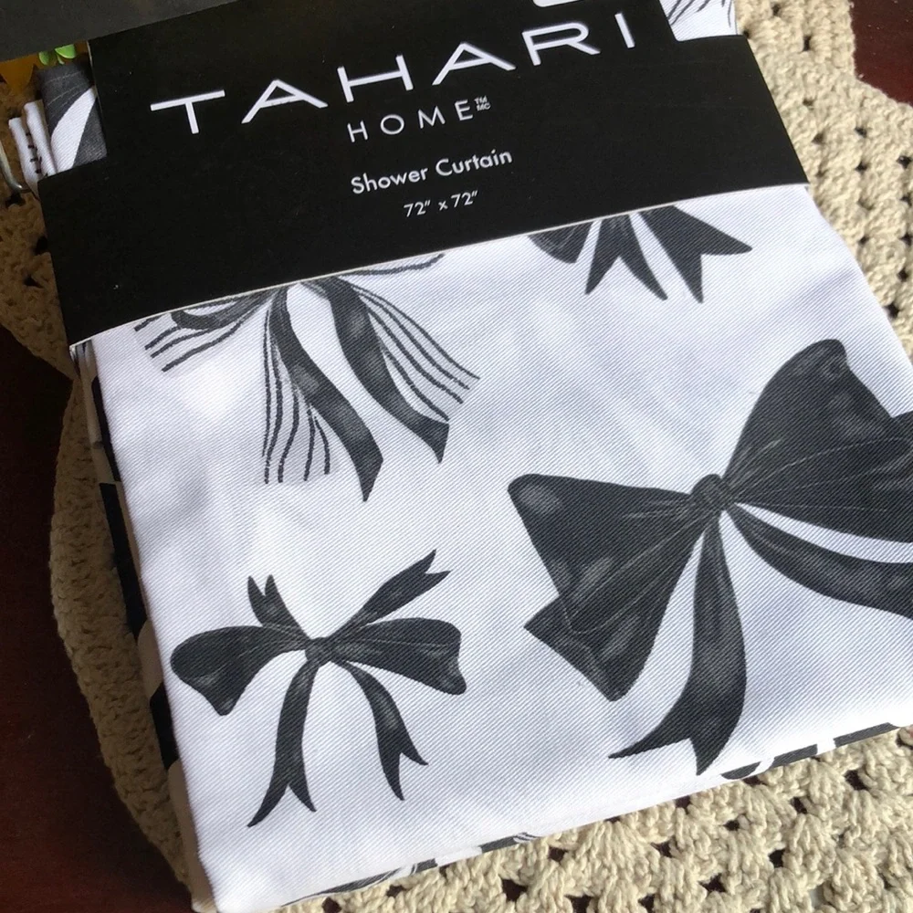 Tahari Home Monochrome BOW Shower Curtain