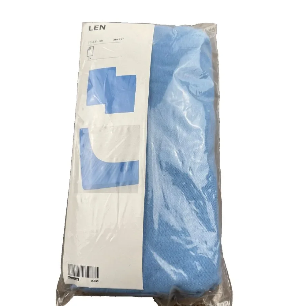 IKEA LEN Crib Fitted Sheets 28x52 (70x131 cm) Blue NEW 100% Cotton PACK OF 2