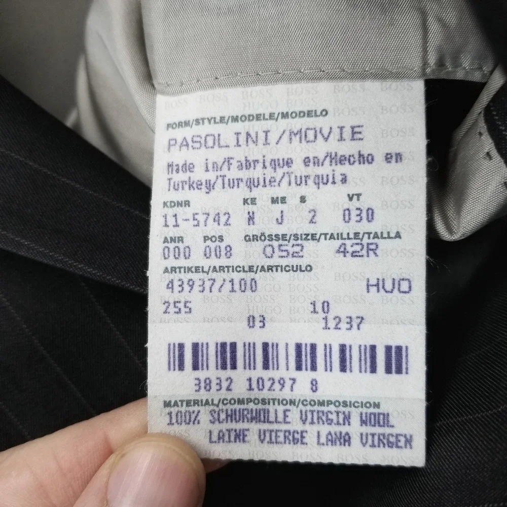 Hugo Boss Blazer Mens 42R Gray Pinstripe Super 120‎ Wool Pasolini Movie