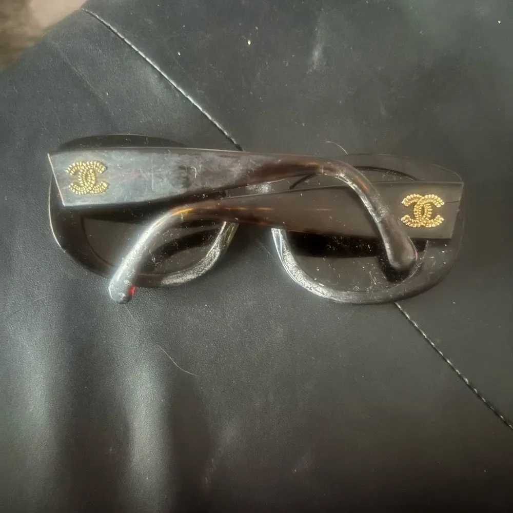 Chanel logo dress glasses vintage gold cc sunglasses accessory eyewear