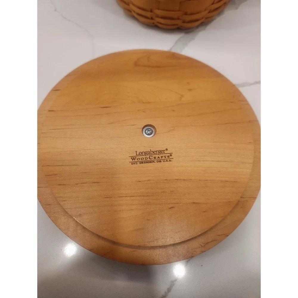 Longaberger Round Basket Garden Splendor Liner & Plastic Liner And Wood Lid 1998