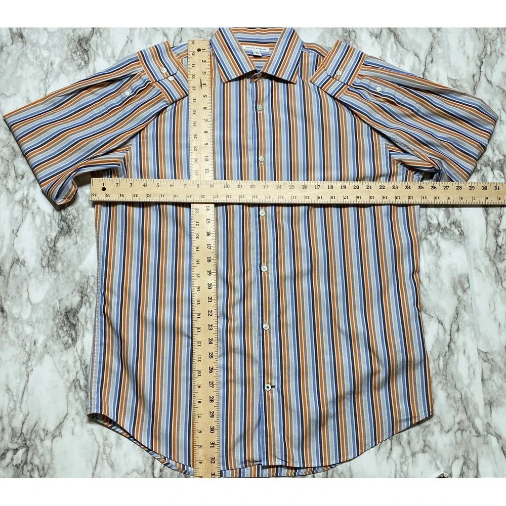 Banana Republic Mens Dress Shirt Sz L 16-16 1/2 Long Sleeve Multicolor Striped