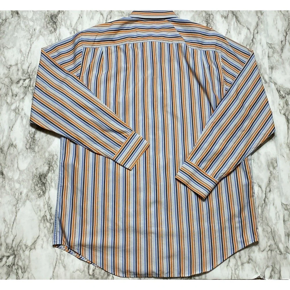 Banana Republic Mens Dress Shirt Sz L 16-16 1/2 Long Sleeve Multicolor Striped