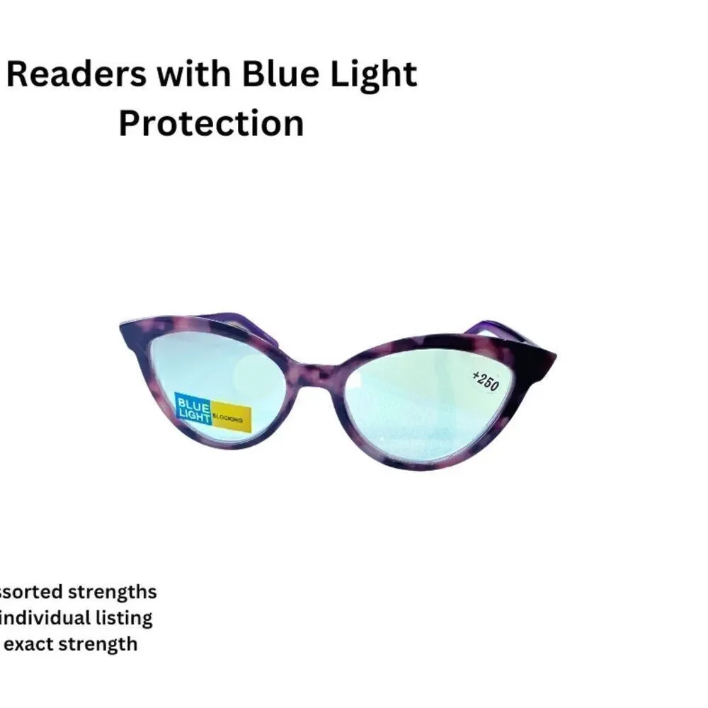 💼 Readers with Blue Light Protect. Colorful Contemporary Purple Cat Eye