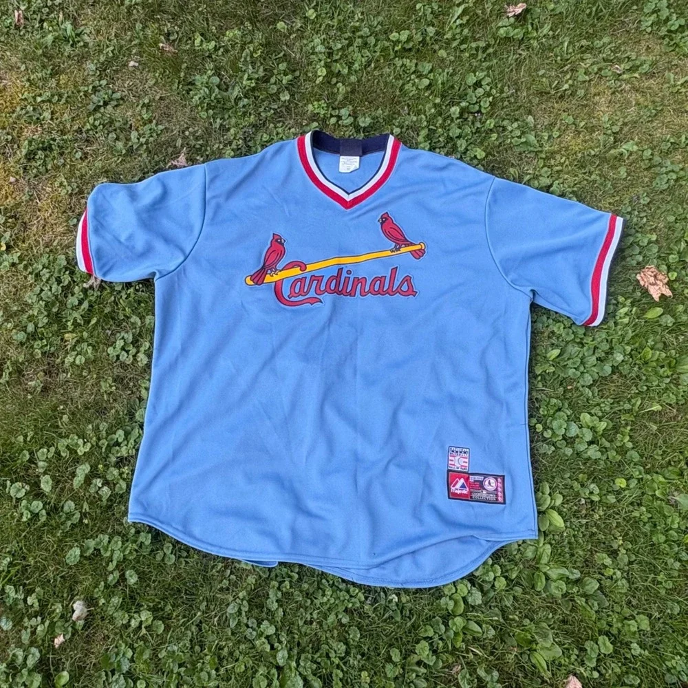 Majestic Cooperstown Collection Cardinals Jersey Mens 2X‎ Blue MLB