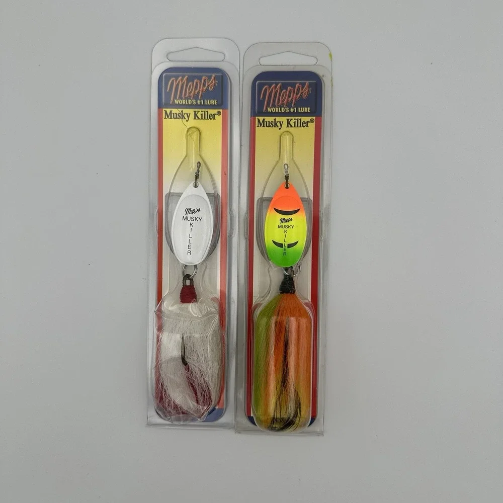 Set of 2 Vintage Mepps Musky Killer Fishing Lures (BM HW-W) & (BM HFT-FT) New‎