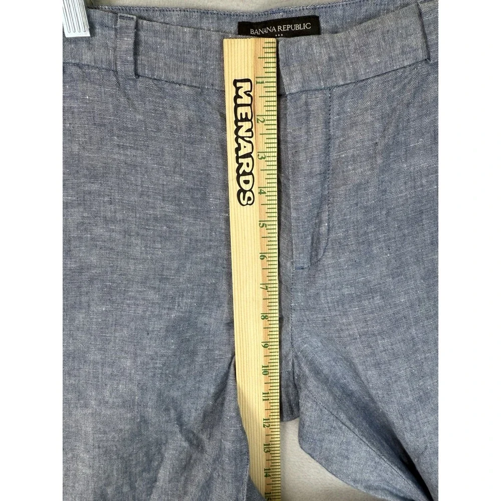 Banana Republic Women's Sz 10 Blue‎ Martin Fit Linen Blend Business Office Pants