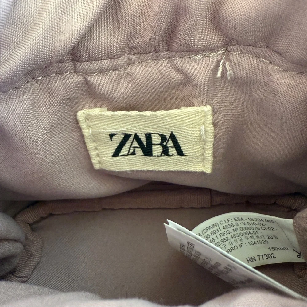 NWT Zara Girls Mauve Woven Crossbody Mini Bag Drawstring Braided Strap