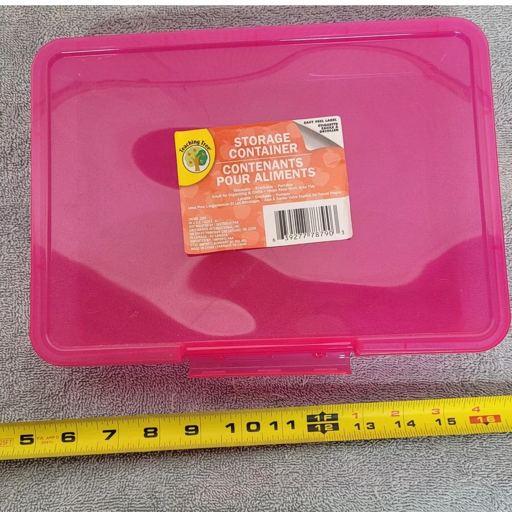 Teaching Tree Pink Plastic Storage Container Stackable Craft School Box 256365