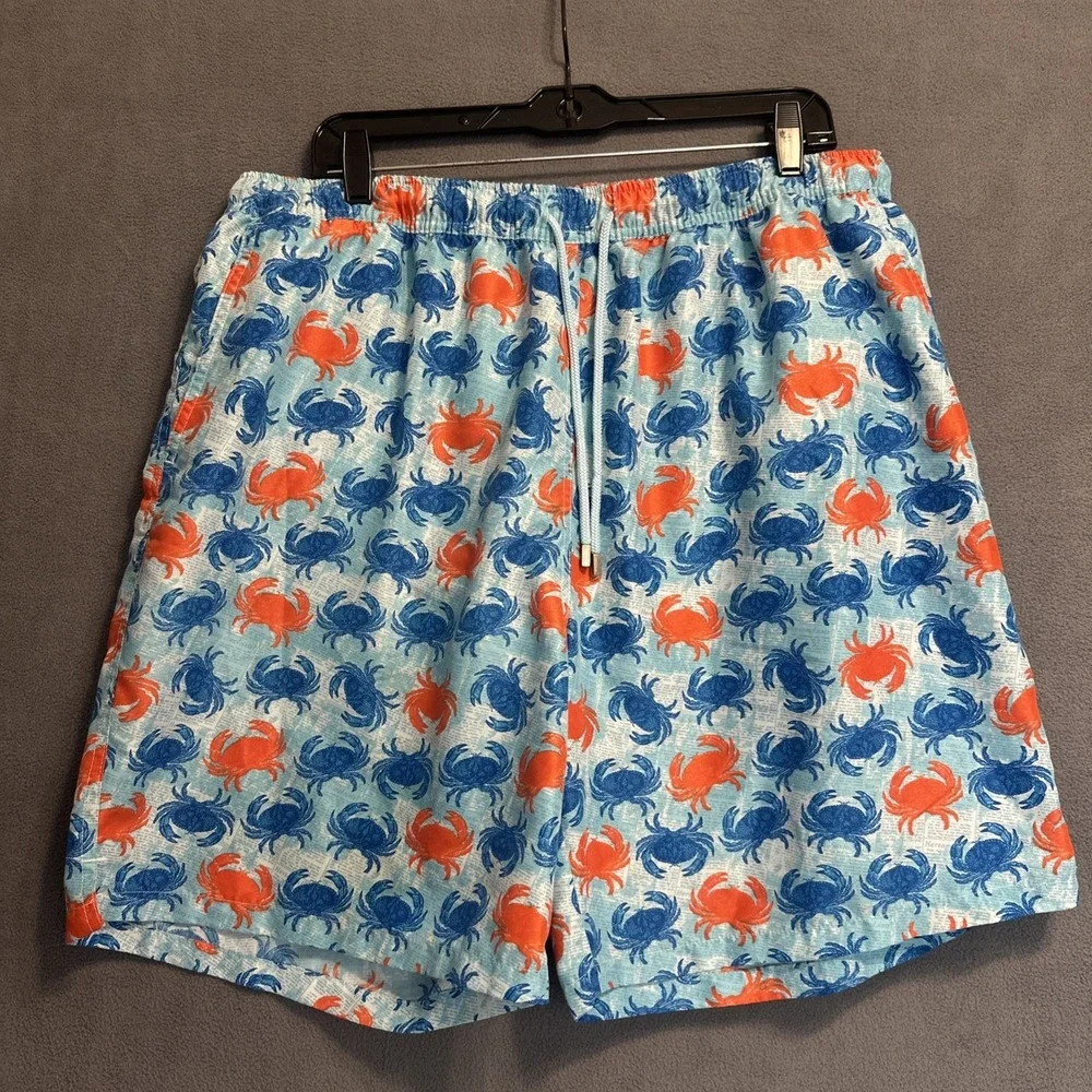 Peter Millar Seaside Swim Trunks Lined Crab Print Mens Size XXL 8