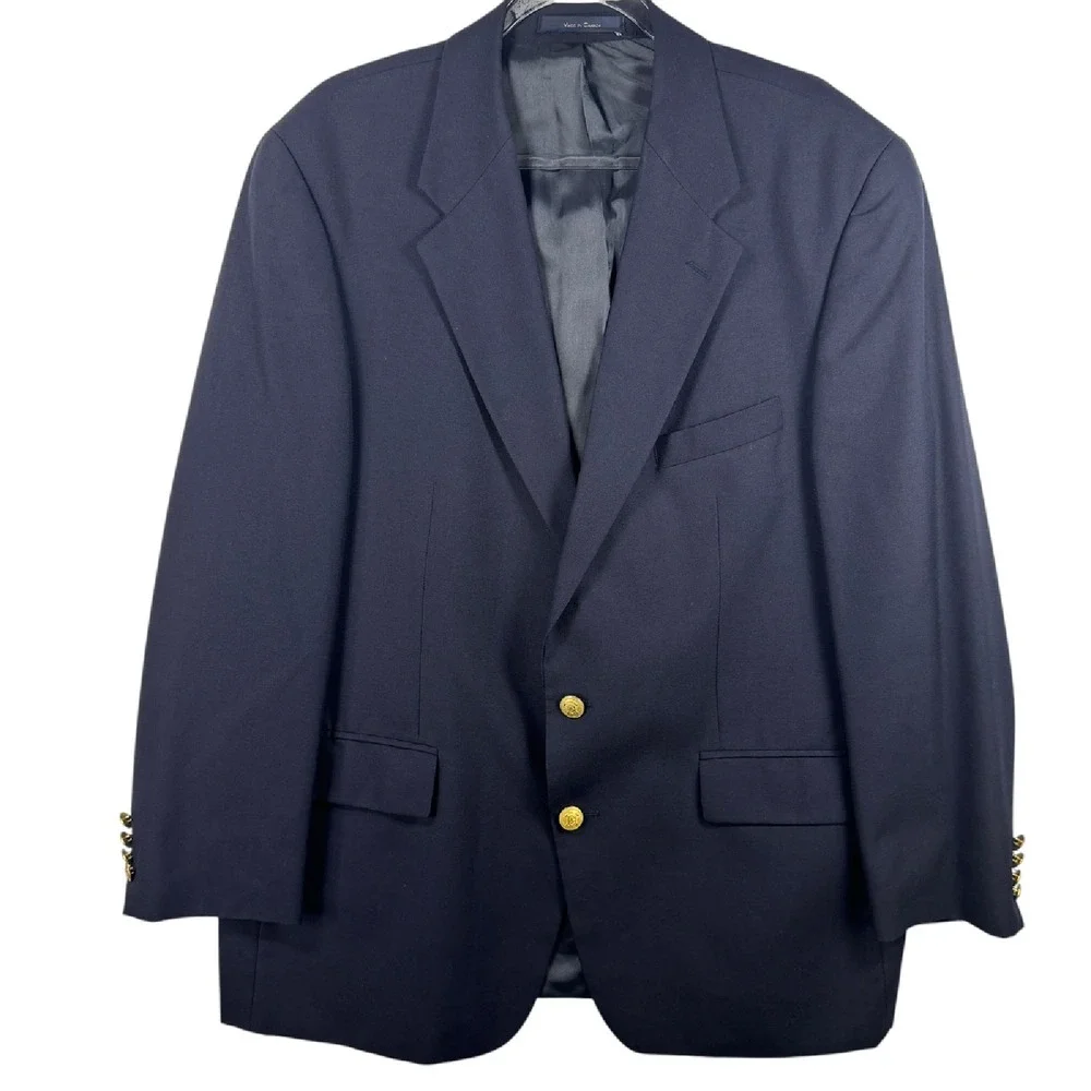 Polo University Club Blazer Wool Gold Two Button‎ Classic Sport Coat Jacket 46R