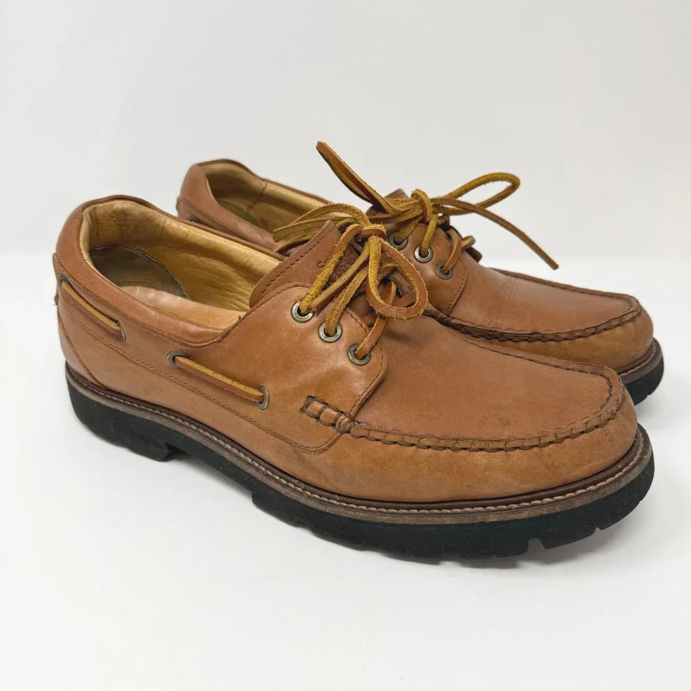 Samuel Hubbard Free Tan Leather Boat Shoes‎ Mens 10 Lug Sole Made in Portugal