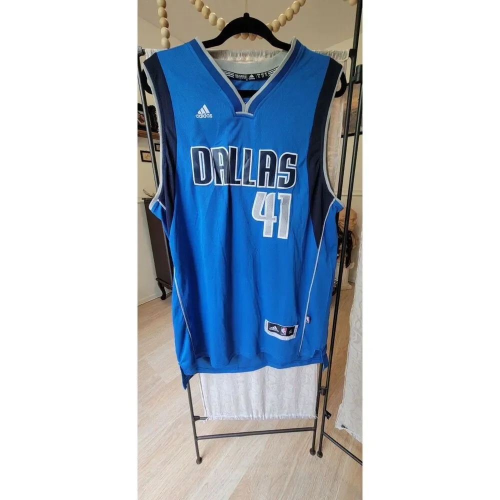 New with tags XL NBA jersey Adidas blue Dallas Mavericks Dirk Nowitzki player 41