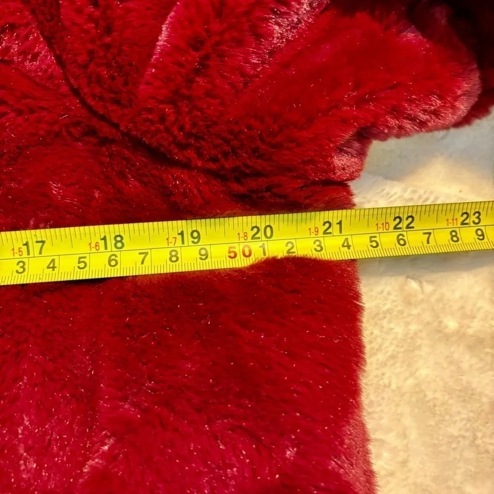 NEW Say What? Jacket Medium Faux Fur Maroon Red Teddy Bomber Jacket Cozy NWOT