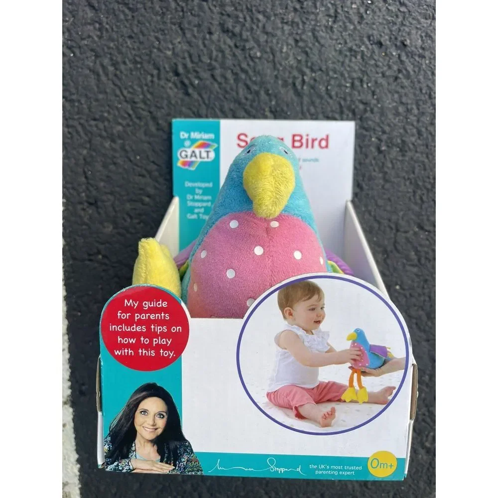 NEW Galt Toys Dr Miriam Baby Velour Song Bird Stuffed Animal Rattle Sound bin- M
