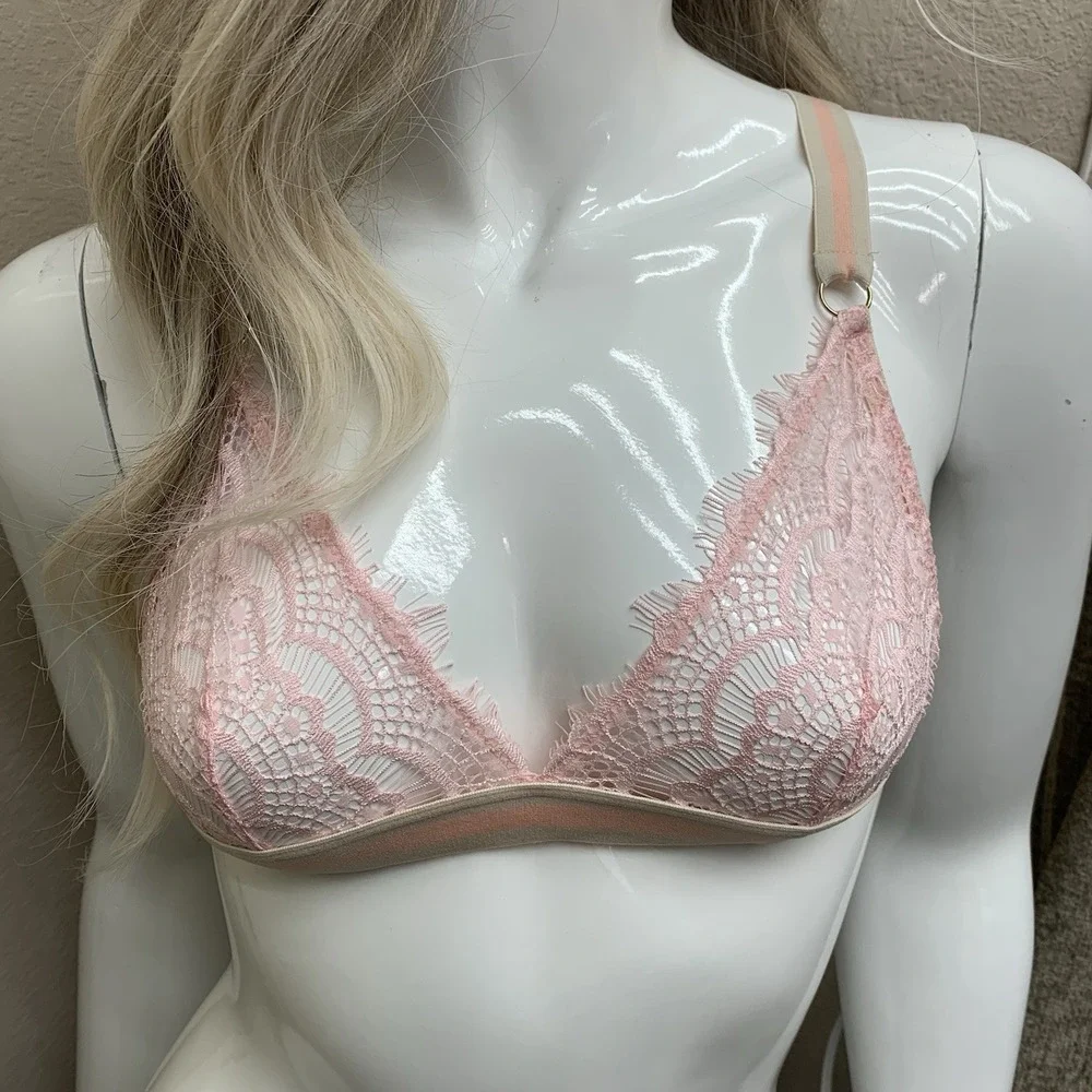 Mimi Holliday Fairy Floss Bra Pink Razor Back Stretch Lace Bra‎ Bralette XS