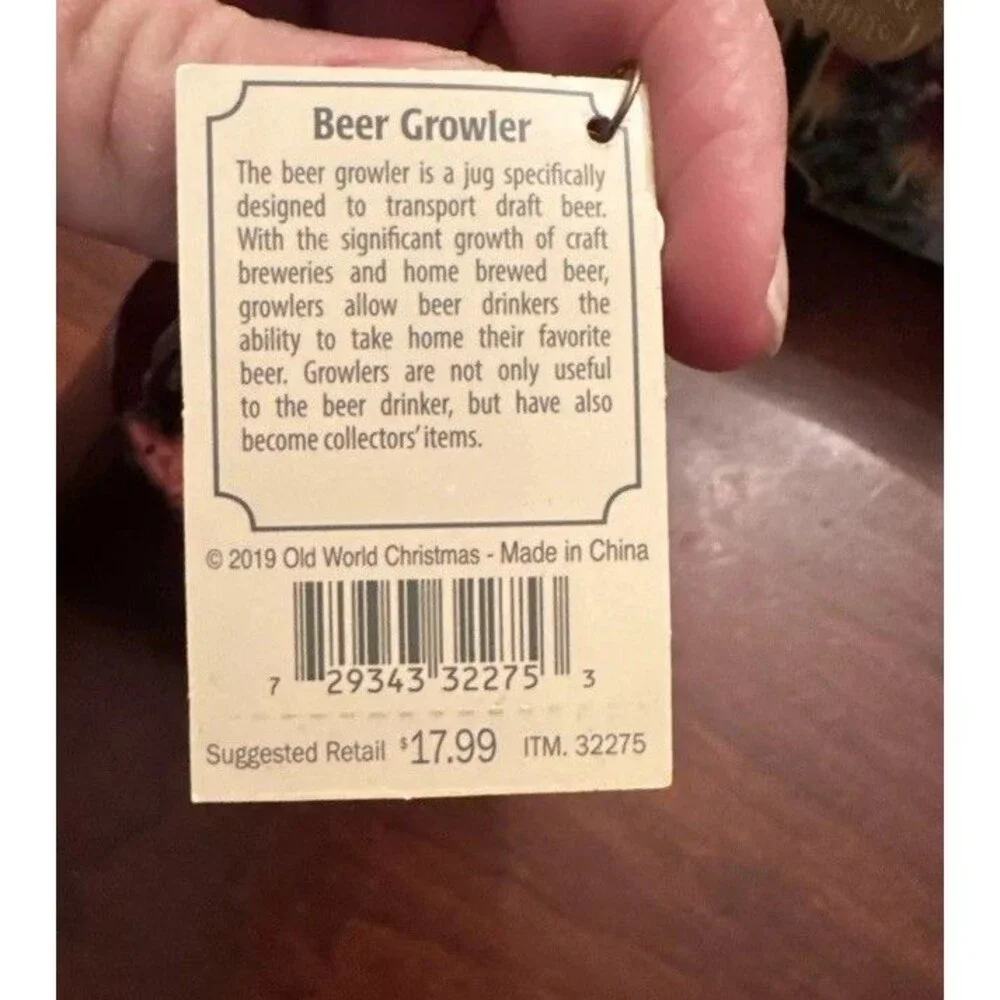 Old World Christmas Ornament Beer Growler