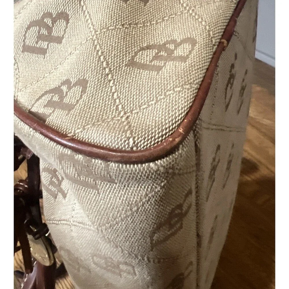 Dooney & Bourke Signature Canvas and Leather Satchel Classic British Tan Y2K